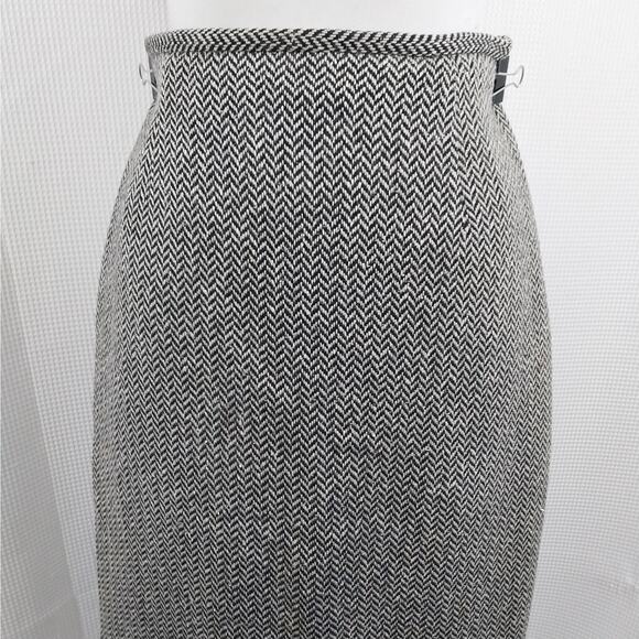 TALBOTS! BLACK & WHITE SILK/CASHMERE/WOOL HERRINGBONE PENCIL STYLE SKIRT! SZ 6 - Picture 3 of 10